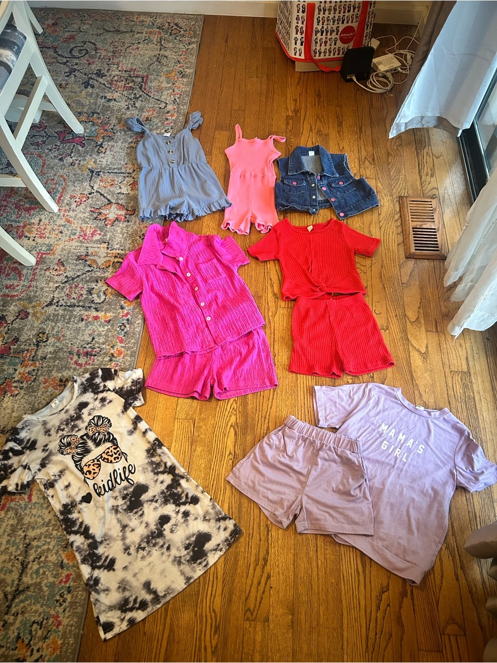 Girls Assorted Summer Clothing Lot - Pink, Red, Lilac, Denim